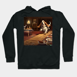 Hungry Basset Hound with Christmas feast Hoodie